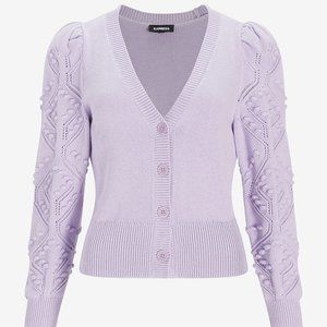 NWT Express Pretty Long Bobble Pointelle Sleeve Button Front Cardigan